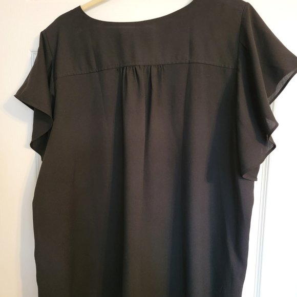Plus Size Black Flutter Sleeve Top by Loft Size 18 - Picture 3 of 3